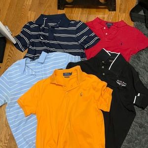 5 polo shirts.